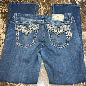 Miss Me Jeans Womens 31 Blue Denim Mid Rise Easy Boot